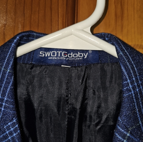 Boys Blue Checkered Blazer - Picture 5 of 5